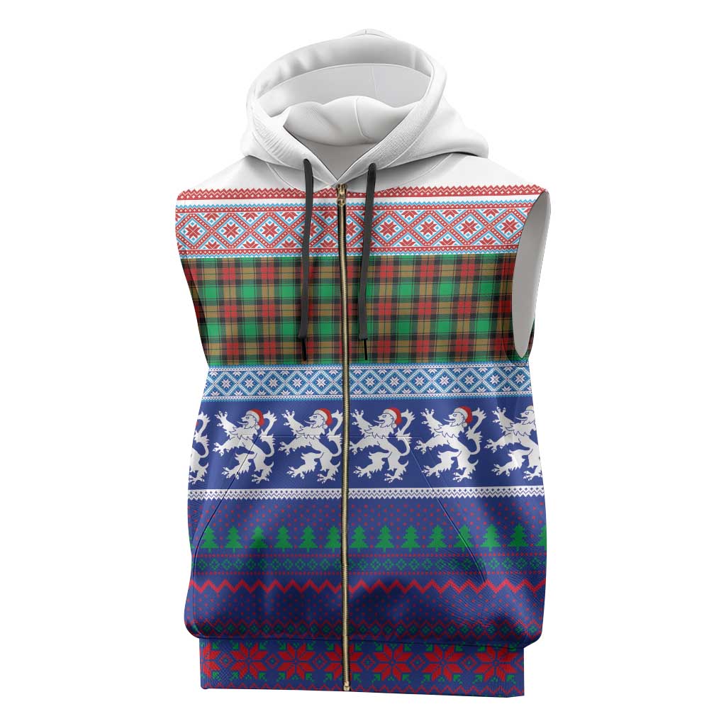 Scottish Christmas Sleeveless Zip Hoodie Xmas Royal Lions and Tartan - Wonder Print Shop
