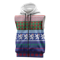 Scottish Christmas Sleeveless Zip Hoodie Xmas Royal Lions and Tartan - Wonder Print Shop