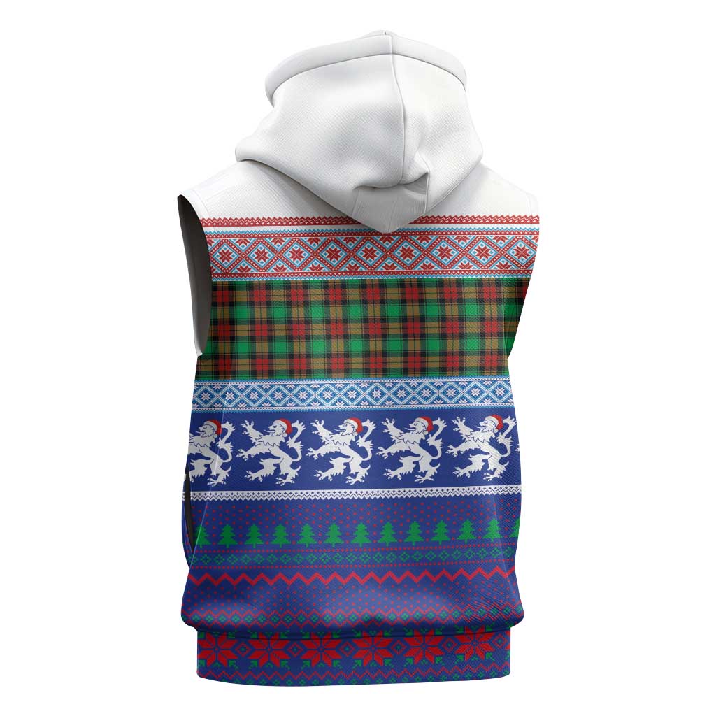 Scottish Christmas Sleeveless Zip Hoodie Xmas Royal Lions and Tartan - Wonder Print Shop