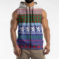 Scottish Christmas Sleeveless Zip Hoodie Xmas Royal Lions and Tartan - Wonder Print Shop