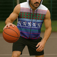 Scottish Christmas Sleeveless Zip Hoodie Xmas Royal Lions and Tartan - Wonder Print Shop
