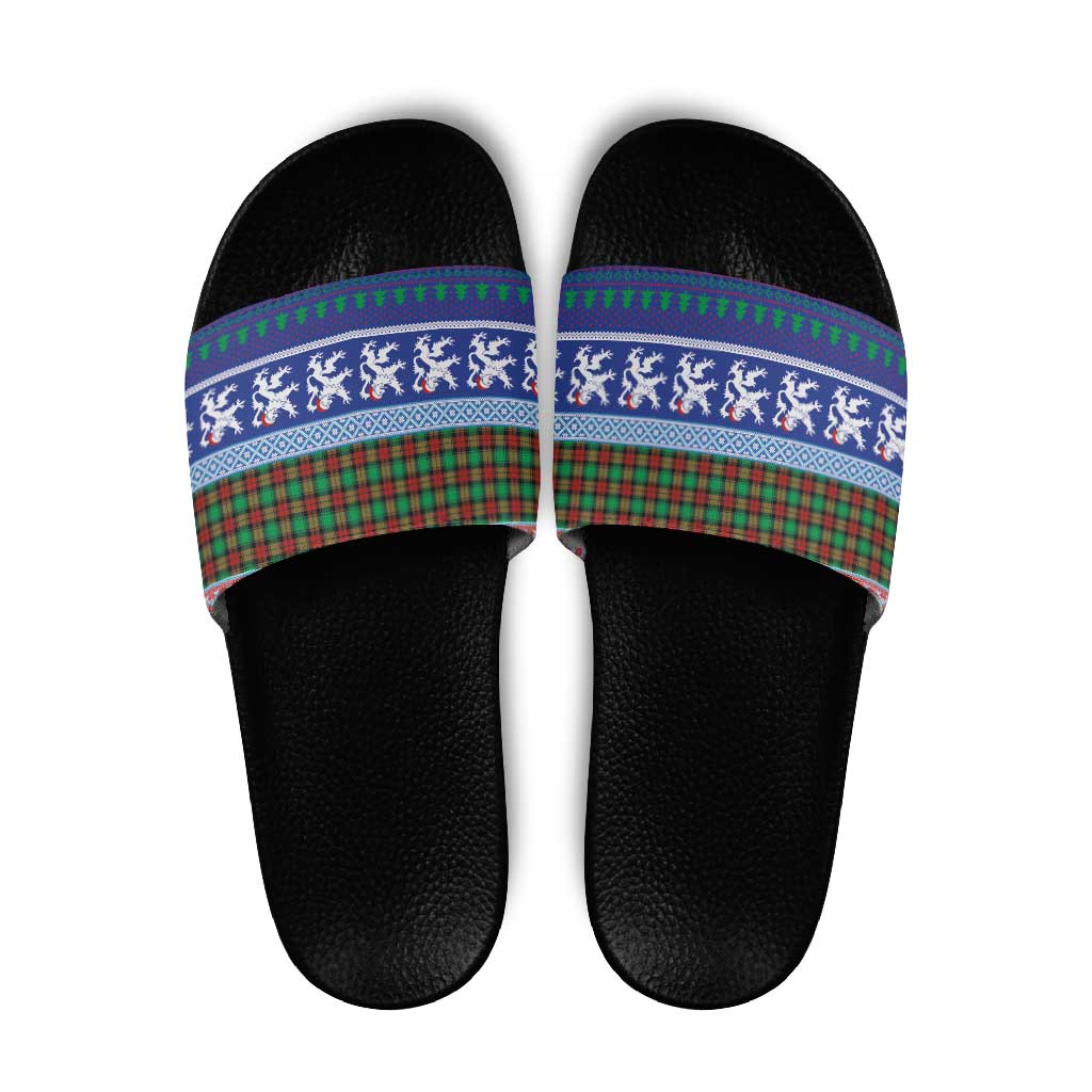 Scottish Christmas Slide Sandals Xmas Royal Lions and Tartan - Wonder Print Shop