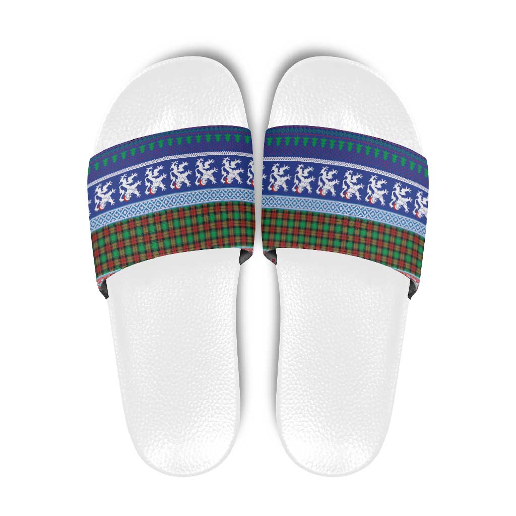 Scottish Christmas Slide Sandals Xmas Royal Lions and Tartan - Wonder Print Shop