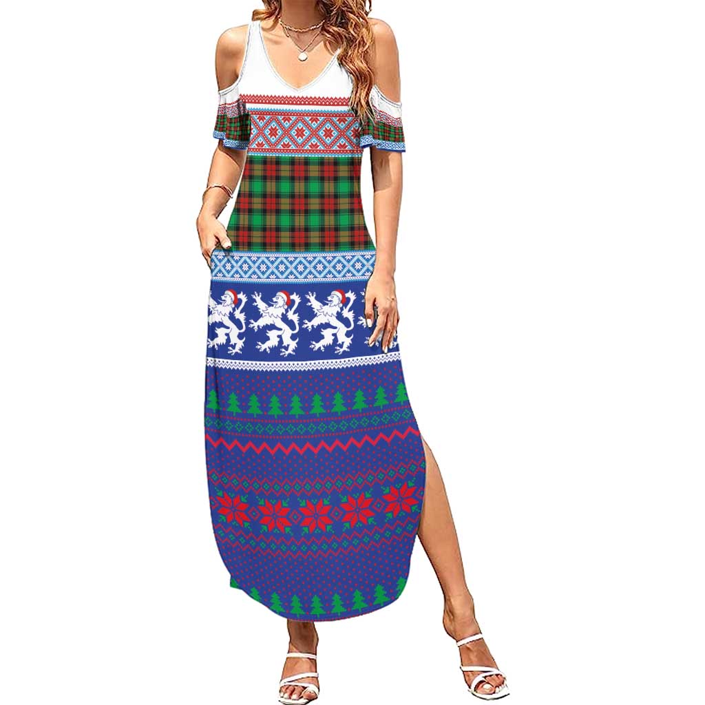 Scottish Christmas Summer Maxi Dress Xmas Royal Lions and Tartan - Wonder Print Shop