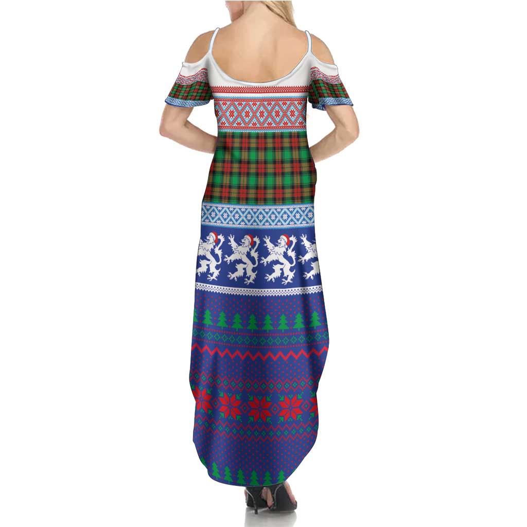Scottish Christmas Summer Maxi Dress Xmas Royal Lions and Tartan - Wonder Print Shop