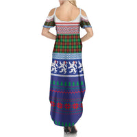 Scottish Christmas Summer Maxi Dress Xmas Royal Lions and Tartan - Wonder Print Shop