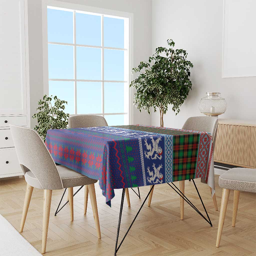 Scottish Christmas Tablecloth Xmas Royal Lions and Tartan - Wonder Print Shop