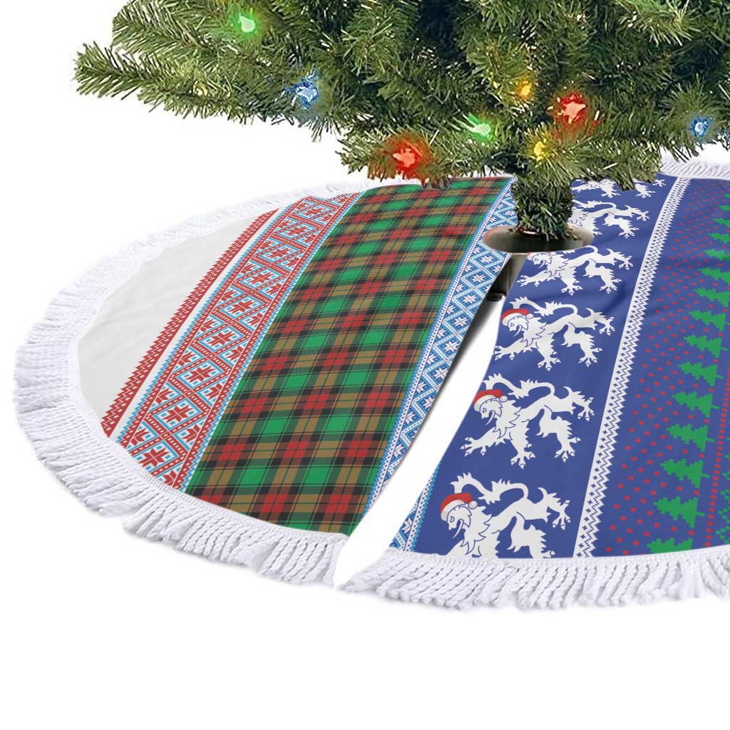 Scottish Christmas Tree Skirt Xmas Royal Lions and Tartan - Wonder Print Shop