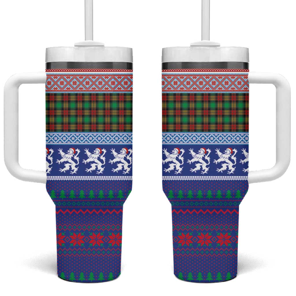 Scottish Christmas Tumbler With Handle Xmas Royal Lions and Tartan - Wonder Print Shop