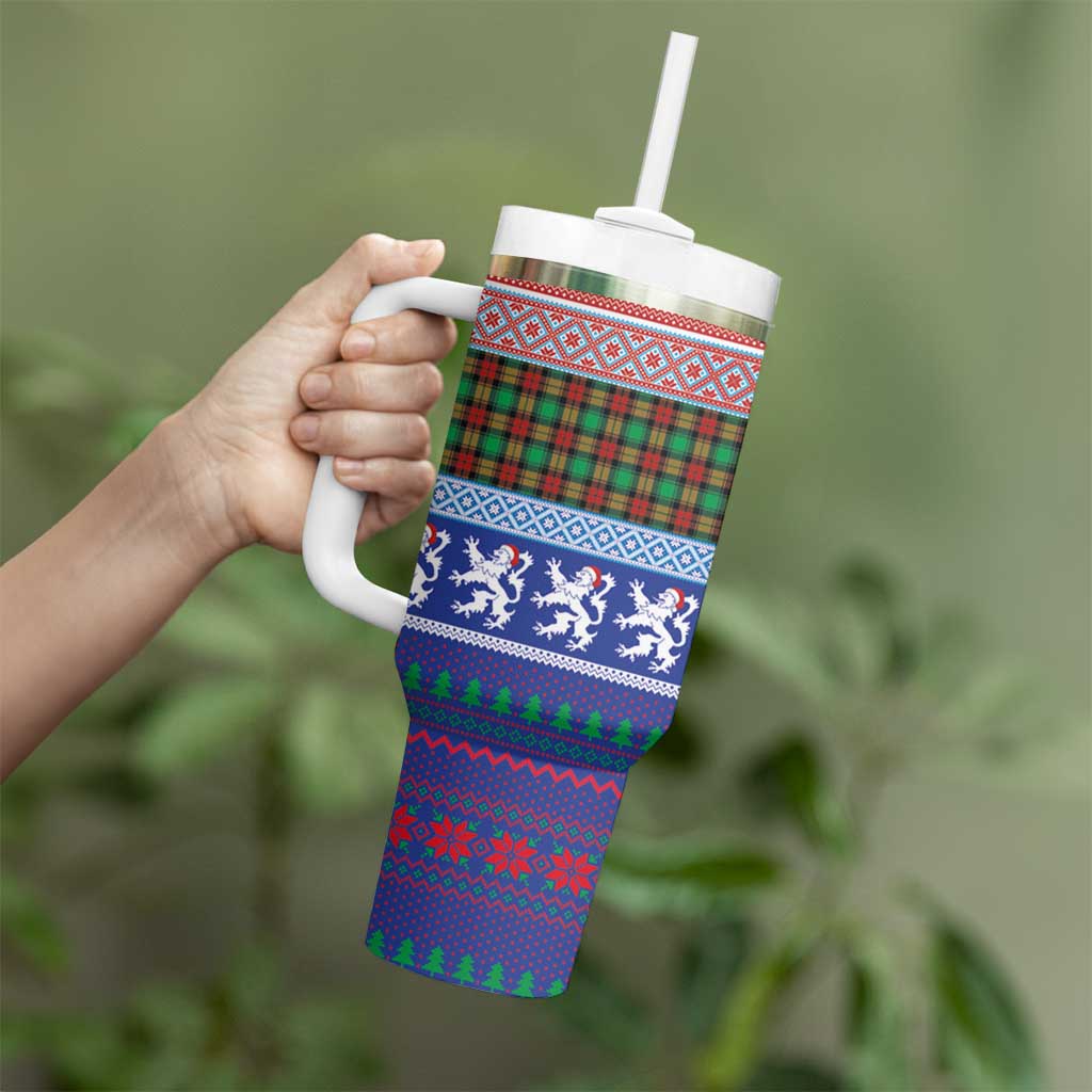 Scottish Christmas Tumbler With Handle Xmas Royal Lions and Tartan - Wonder Print Shop