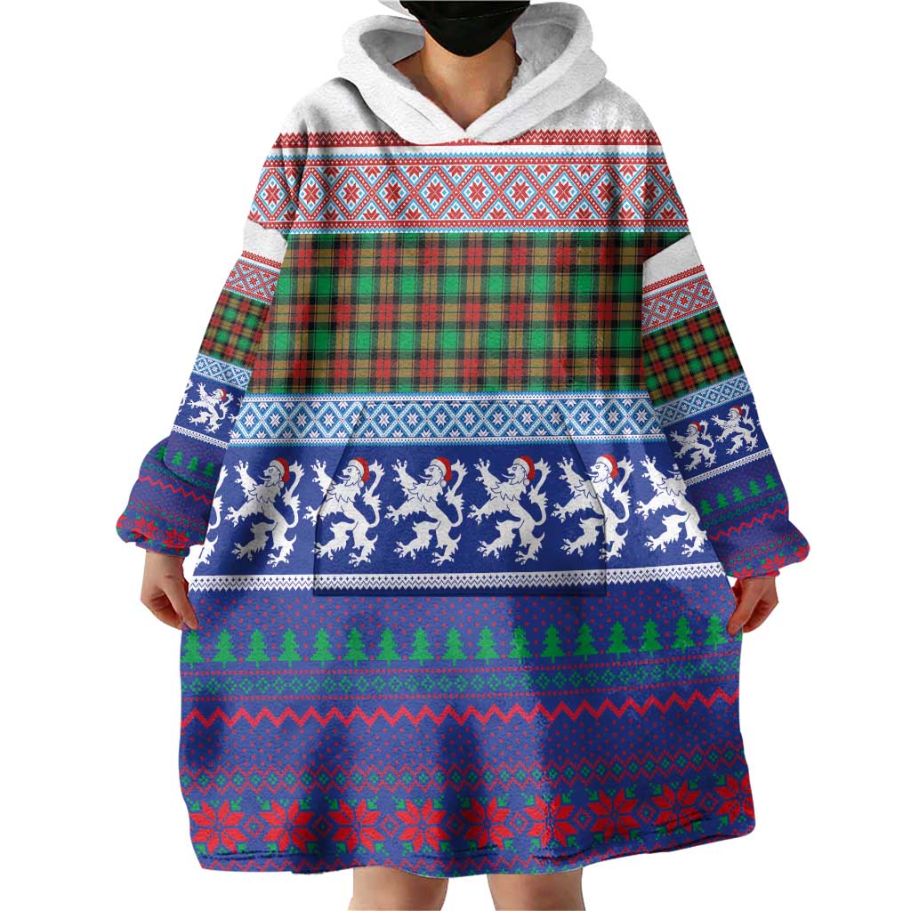 Scottish Christmas Wearable Blanket Hoodie Xmas Royal Lions and Tartan - Wonder Print Shop