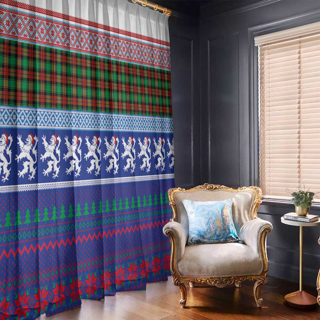 Scottish Christmas Window Curtain Xmas Royal Lions and Tartan - Wonder Print Shop