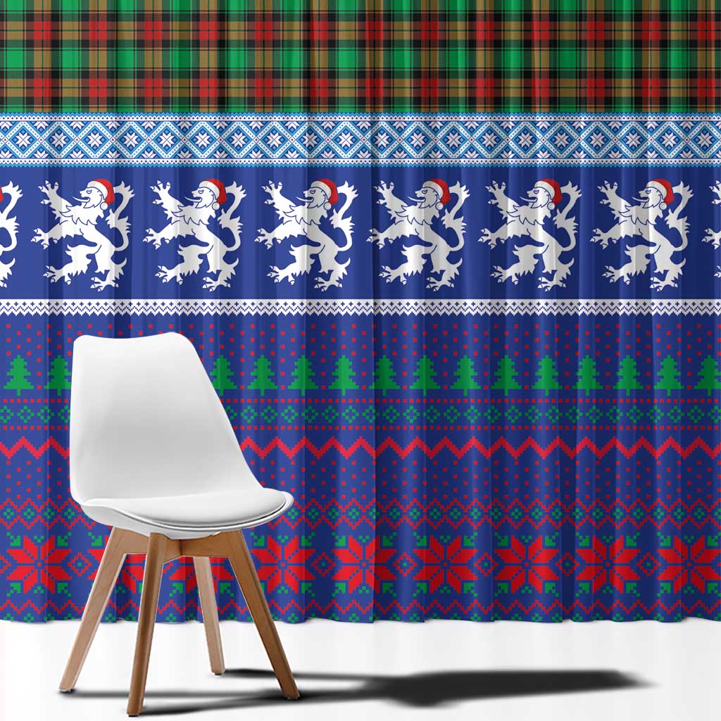 Scottish Christmas Window Curtain Xmas Royal Lions and Tartan - Wonder Print Shop