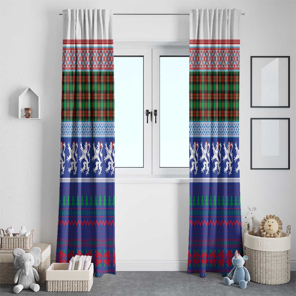 Scottish Christmas Window Curtain Xmas Royal Lions and Tartan - Wonder Print Shop