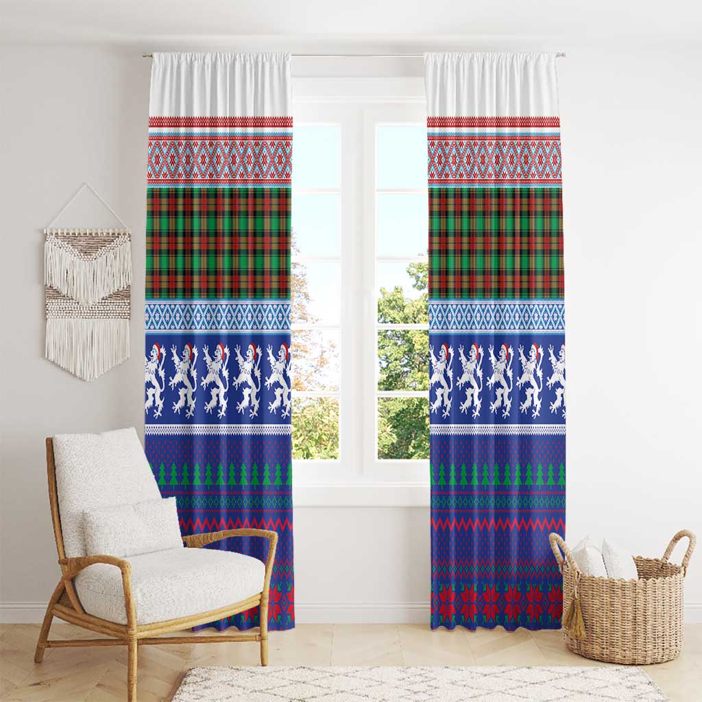 Scottish Christmas Window Curtain Xmas Royal Lions and Tartan - Wonder Print Shop