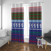 Scottish Christmas Window Curtain Xmas Royal Lions and Tartan - Wonder Print Shop