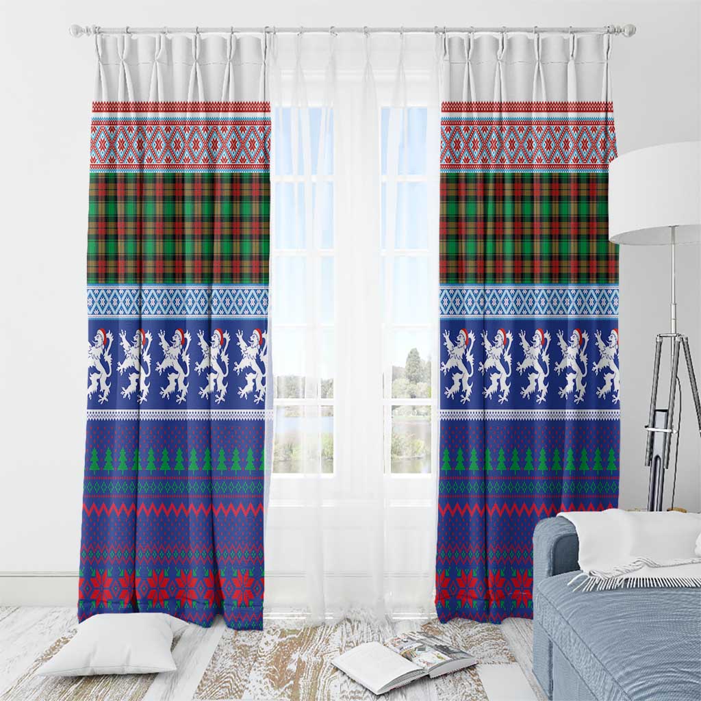 Scottish Christmas Window Curtain Xmas Royal Lions and Tartan - Wonder Print Shop