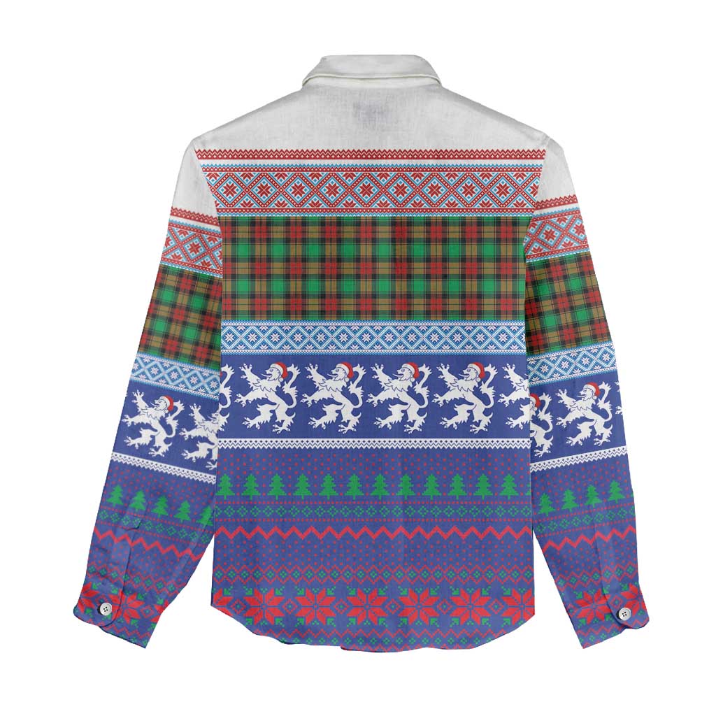 Scottish Christmas Women Casual Shirt Xmas Royal Lions and Tartan - Wonder Print Shop