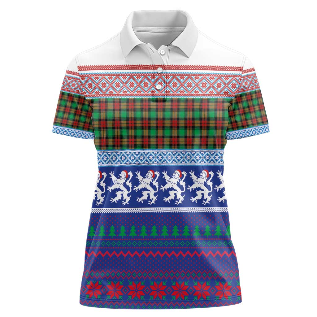 Scottish Christmas Women Polo Shirt Xmas Royal Lions and Tartan - Wonder Print Shop