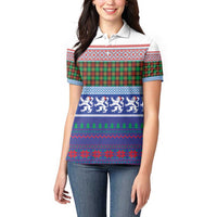 Scottish Christmas Women Polo Shirt Xmas Royal Lions and Tartan - Wonder Print Shop