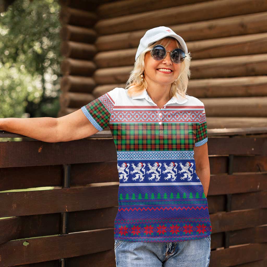 Scottish Christmas Women Polo Shirt Xmas Royal Lions and Tartan - Wonder Print Shop