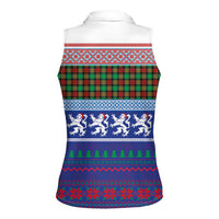 Scottish Christmas Women Sleeveless Polo Shirt Xmas Royal Lions and Tartan - Wonder Print Shop