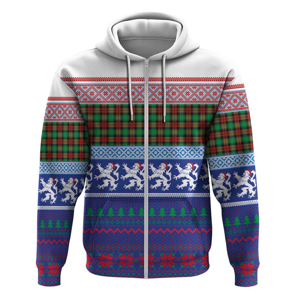 Scottish Christmas Zip Hoodie Xmas Royal Lions and Tartan - Wonder Print Shop