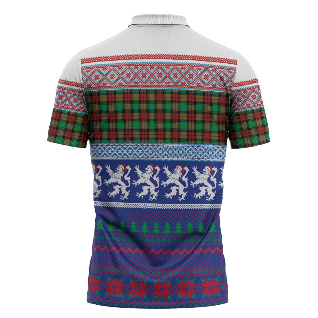 Scottish Christmas Zipper Polo Shirt Xmas Royal Lions and Tartan - Wonder Print Shop