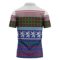 Scottish Christmas Zipper Polo Shirt Xmas Royal Lions and Tartan - Wonder Print Shop