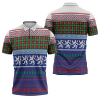 Scottish Christmas Zipper Polo Shirt Xmas Royal Lions and Tartan - Wonder Print Shop