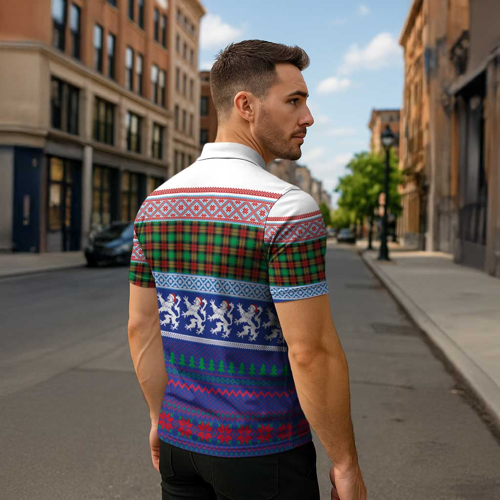 Scottish Christmas Zipper Polo Shirt Xmas Royal Lions and Tartan - Wonder Print Shop