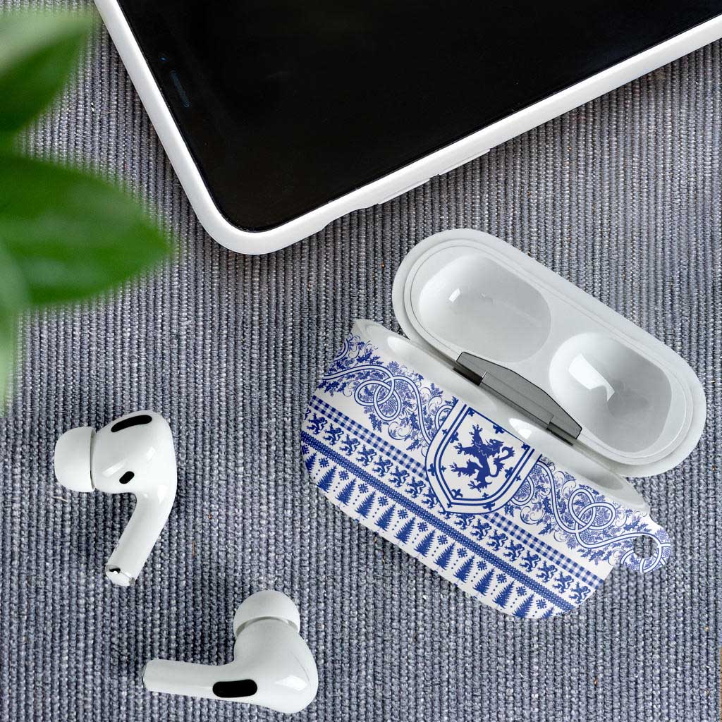 Scottish Christmas AirPods Case Scotland Thistle and Celtic Knot White-Blue Color - Wonder Print Shop