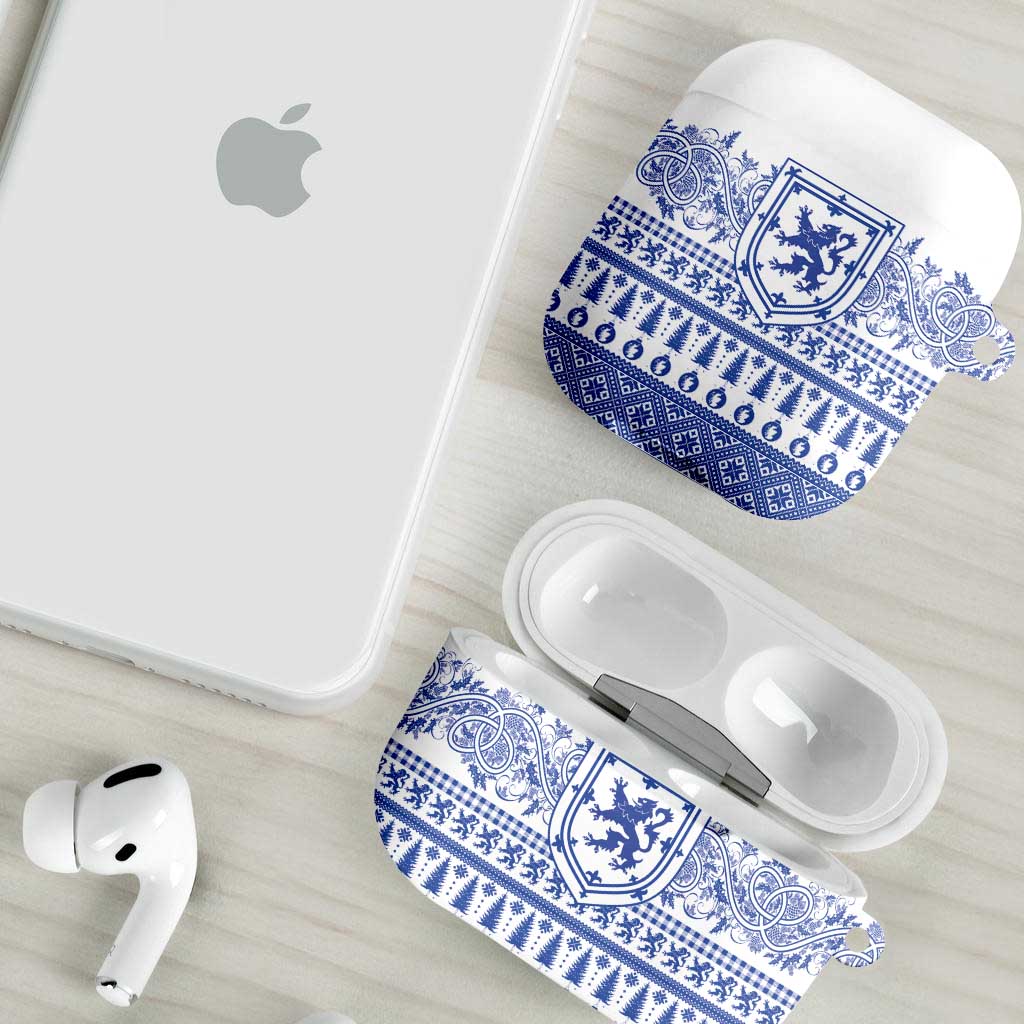 Scottish Christmas AirPods Case Scotland Thistle and Celtic Knot White-Blue Color - Wonder Print Shop