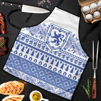Scottish Christmas Apron Scotland Thistle and Celtic Knot White-Blue Color - Wonder Print Shop