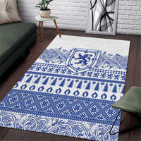 Scottish Christmas Area Rug Scotland Thistle and Celtic Knot White-Blue Color - Wonder Print Shop