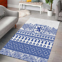 Scottish Christmas Area Rug Scotland Thistle and Celtic Knot White-Blue Color - Wonder Print Shop