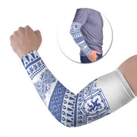 Scottish Christmas Arm Sleeves Scotland Thistle and Celtic Knot White-Blue Color - Wonder Print Shop