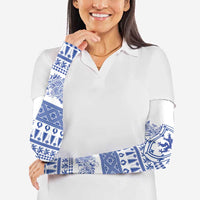 Scottish Christmas Arm Sleeves Scotland Thistle and Celtic Knot White-Blue Color - Wonder Print Shop