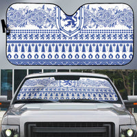 Scottish Christmas Auto Sun Shade Scotland Thistle and Celtic Knot White-Blue Color - Wonder Print Shop