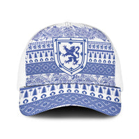 Scottish Christmas Baseball Net Cap Scotland Thistle and Celtic Knot White-Blue Color - Wonder Print Shop