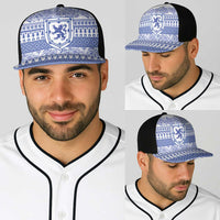 Scottish Christmas Baseball Net Cap Scotland Thistle and Celtic Knot White-Blue Color - Wonder Print Shop