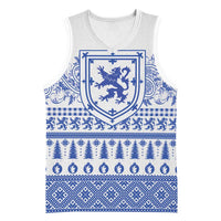 Scottish Christmas Basketball Jersey Scotland Thistle and Celtic Knot White-Blue Color - Wonder Print Shop