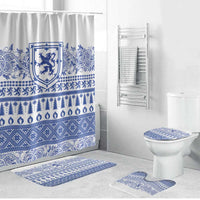 Scottish Christmas Bathroom Set Scotland Thistle and Celtic Knot White-Blue Color - Wonder Print Shop