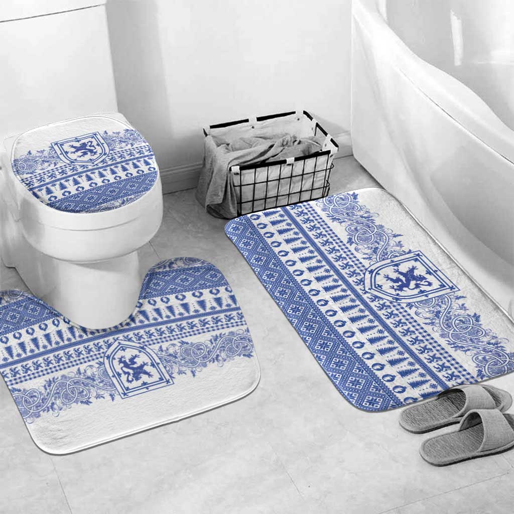 Scottish Christmas Bathroom Set Scotland Thistle and Celtic Knot White-Blue Color - Wonder Print Shop
