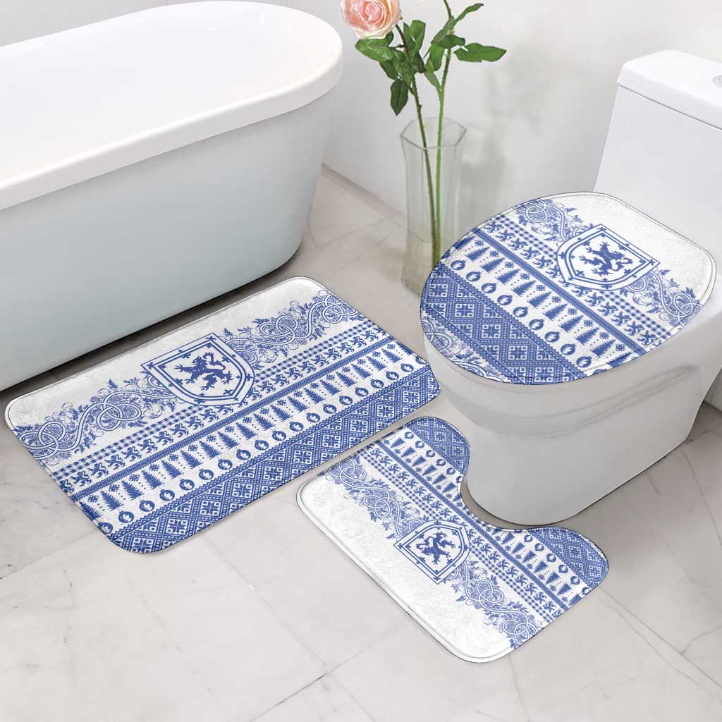 Scottish Christmas Bathroom Set Scotland Thistle and Celtic Knot White-Blue Color - Wonder Print Shop