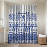 Scottish Christmas Bathroom Set Scotland Thistle and Celtic Knot White-Blue Color - Wonder Print Shop