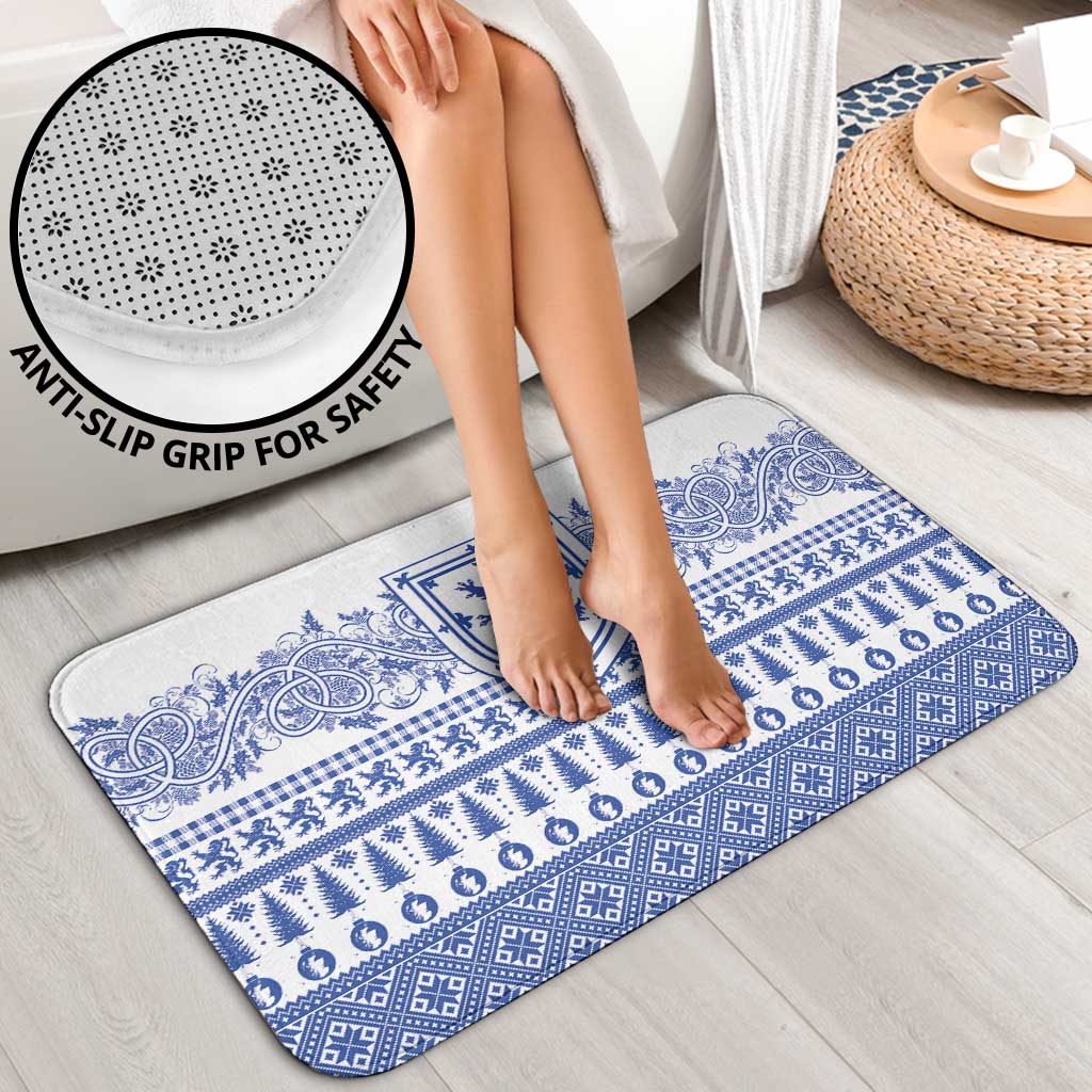 Scottish Christmas Bathroom Set Scotland Thistle and Celtic Knot White-Blue Color - Wonder Print Shop