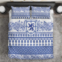 Scottish Christmas Bedding Set Scotland Thistle and Celtic Knot White-Blue Color - Wonder Print Shop