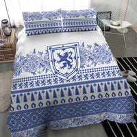 Scottish Christmas Bedding Set Scotland Thistle and Celtic Knot White-Blue Color - Wonder Print Shop