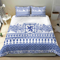 Scottish Christmas Bedding Set Scotland Thistle and Celtic Knot White-Blue Color - Wonder Print Shop